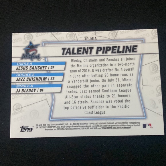 Jazz Chisholm -2020 topps bowman chrome - Picture 2 of 2